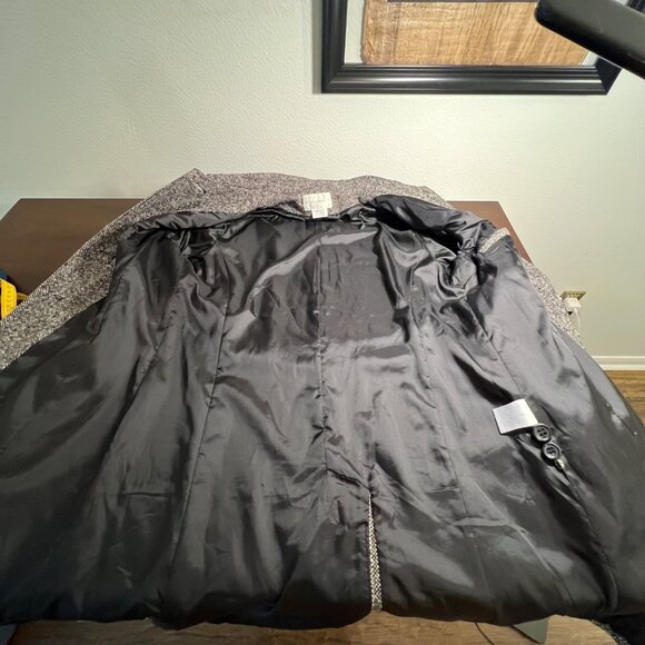 Tweed Heavy Long Overcoat Trench Coat Wool Teacher Academia Preppy Money Large - Picture 8 of 12